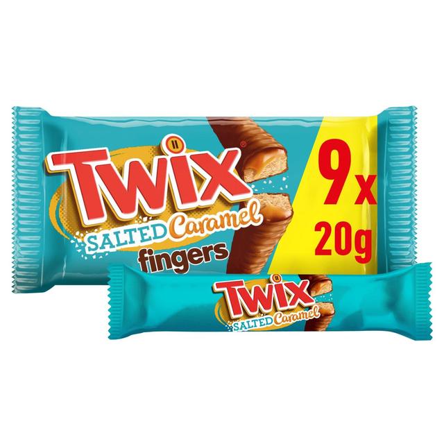 Twix Salted Caramel & Milk Chocolate Fingers Biscuit Snack Bars Multipack    9 x 20g