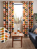 Orla Kiely Orange Multi Stem eyelet curtains (British brand)