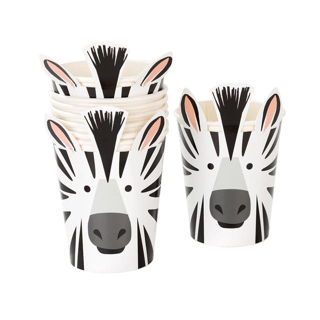 Zebra Recyclable Paper Party Cups   8 per pack GOODS M&S   