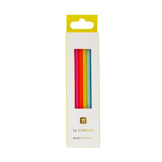 Rainbow Birthday Candles with Holders   16 per pack GOODS M&S   