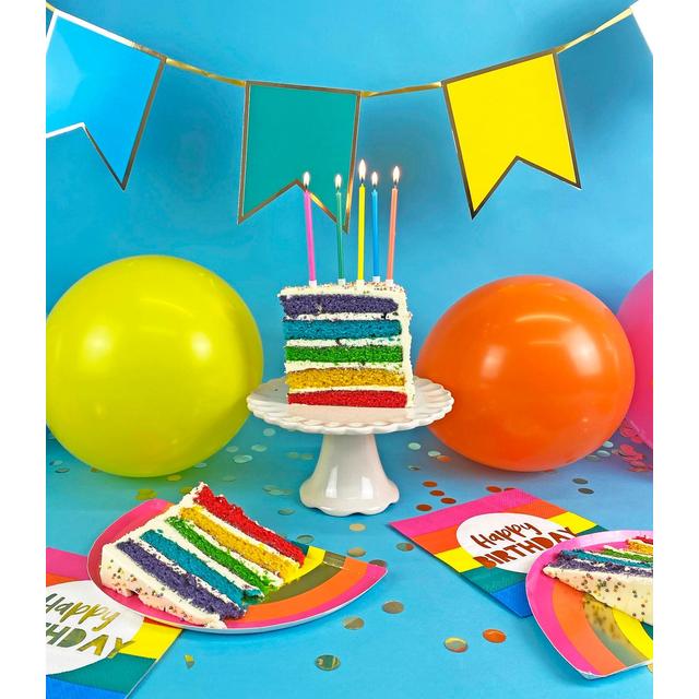 Rainbow Birthday Candles with Holders   16 per pack GOODS M&S   