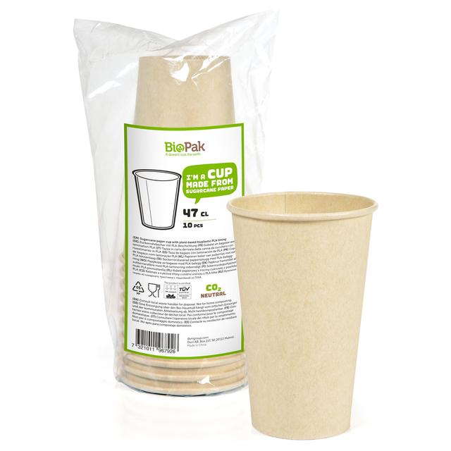 Large Brown Bio Bagasse Cups   10 per pack