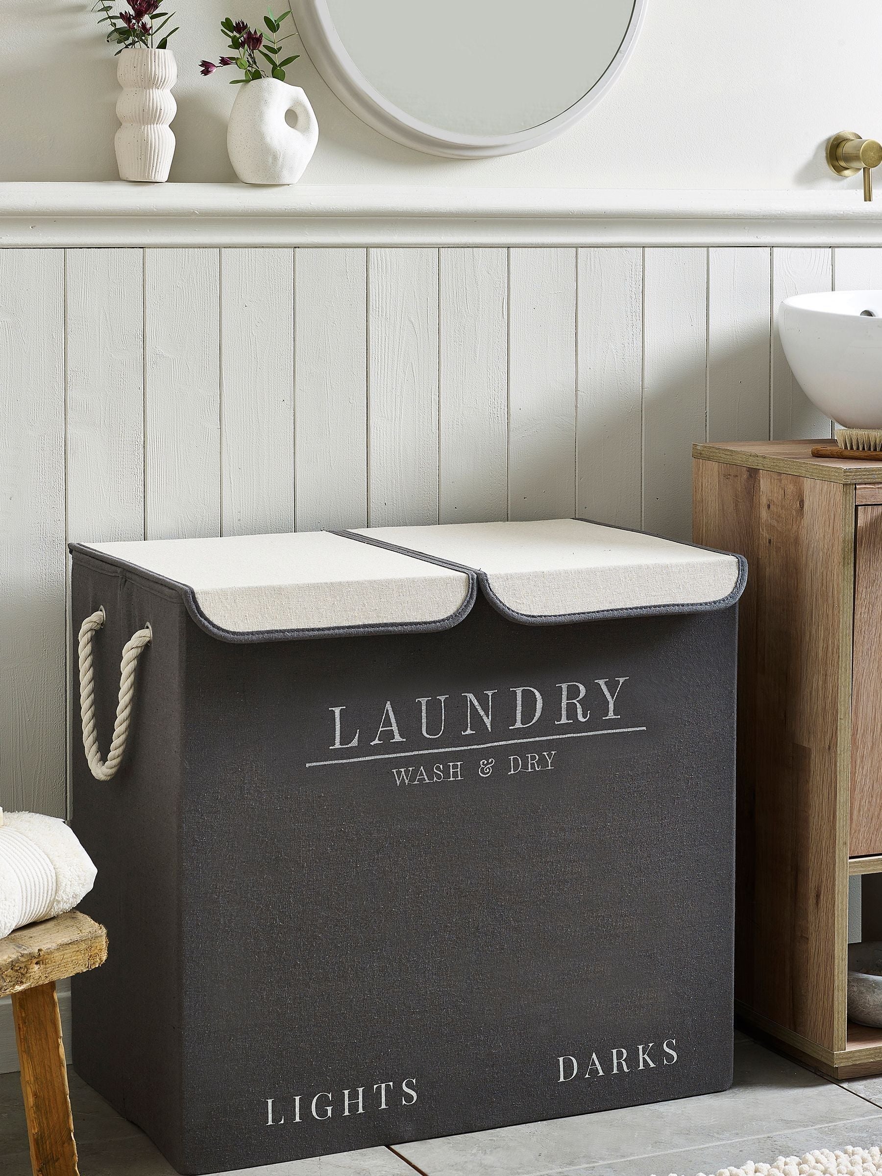 Sage Green Country Laundry Sorter Basket