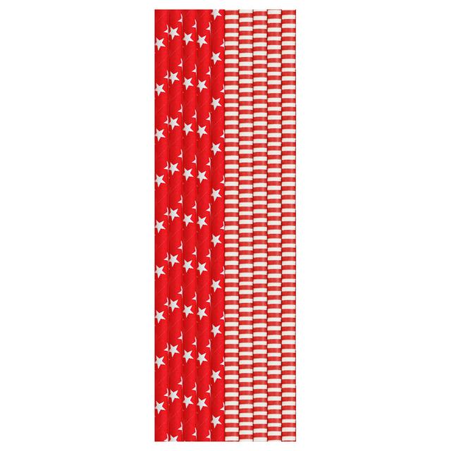 Red & White Recyclable Paper Straws   25 per pack GOODS M&S   