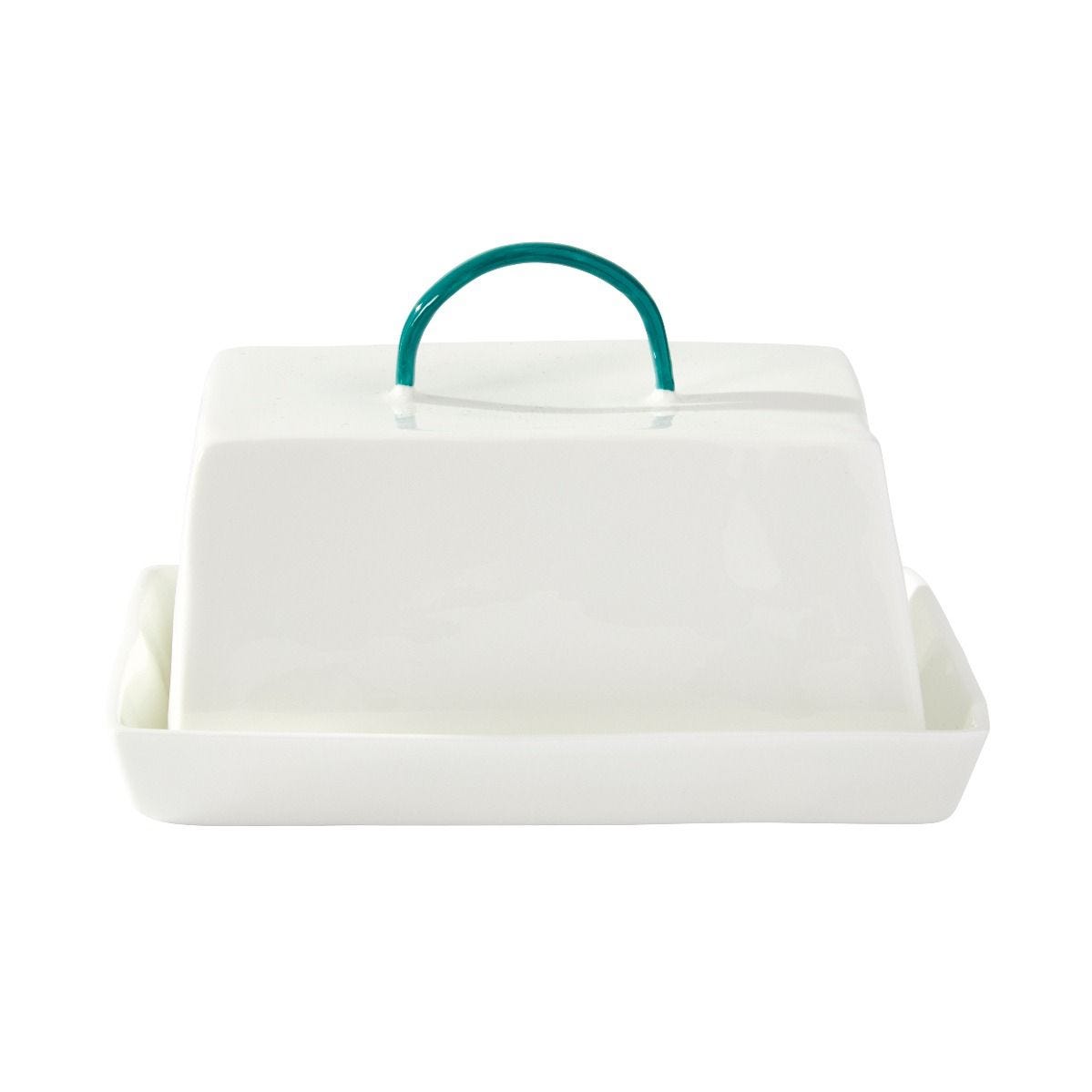 Feldspar teal butter dish fine bone china, UK version