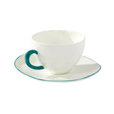 Feldspar teal teacup and saucer in fine bone china (British brand)