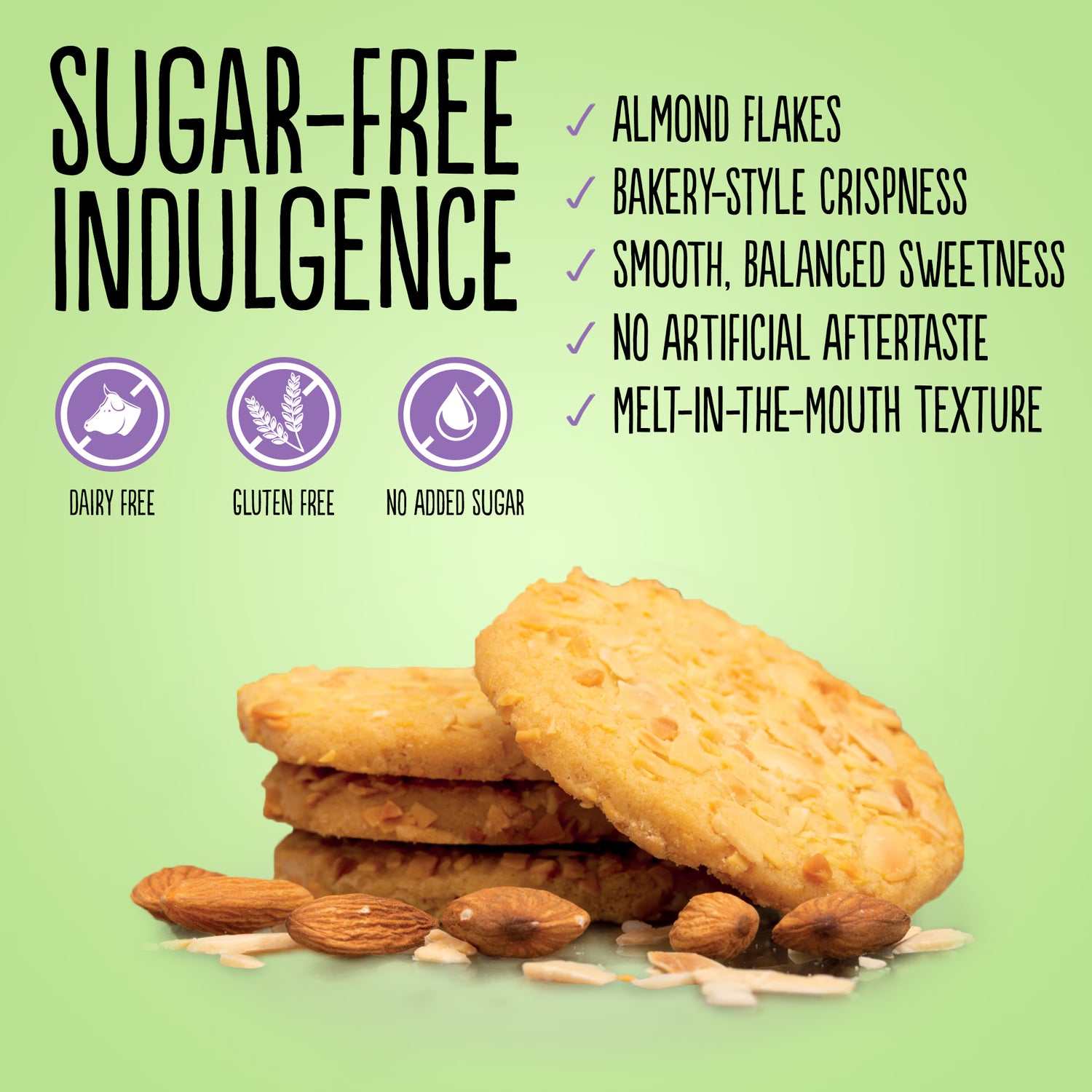 Diablo almond cookies no added sugar 145g, imported from the UK