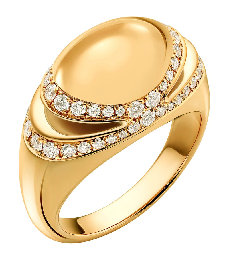 Bvlgari Cabochon yellow gold diamond ring (British brand)