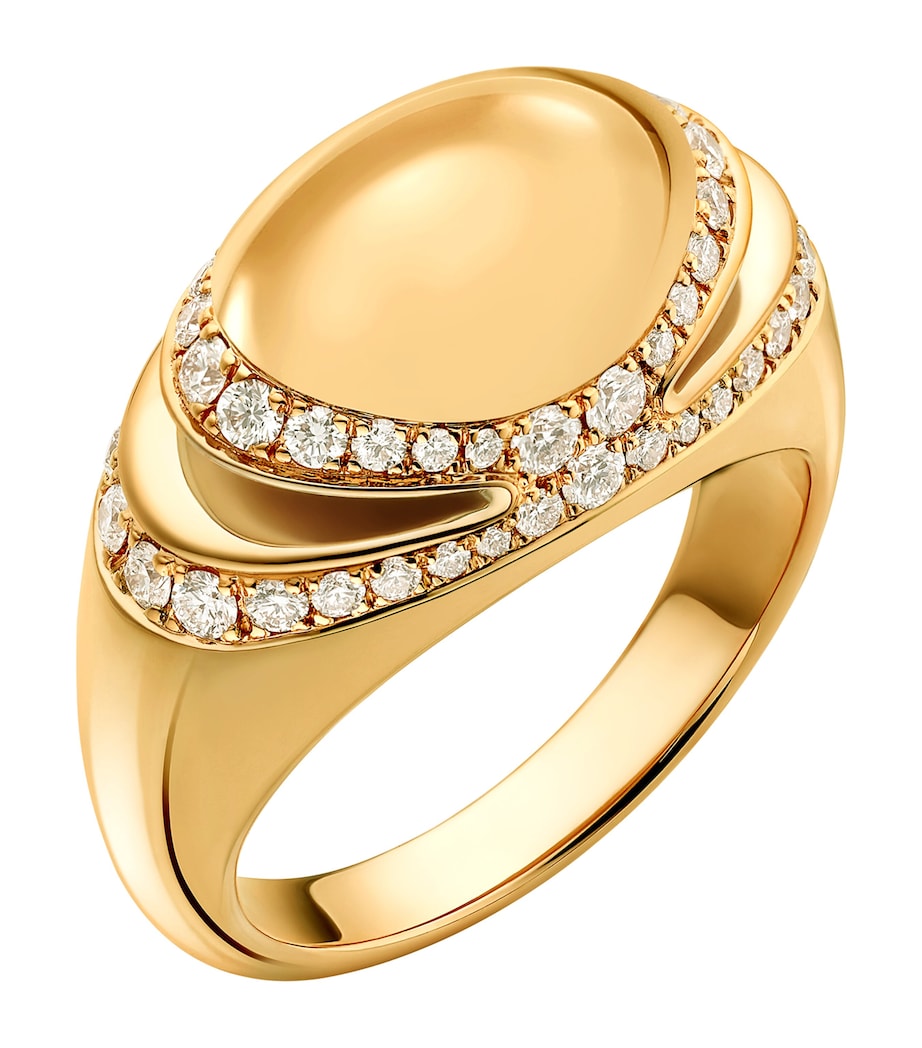 Bvlgari Cabochon yellow gold diamond ring (British brand)
