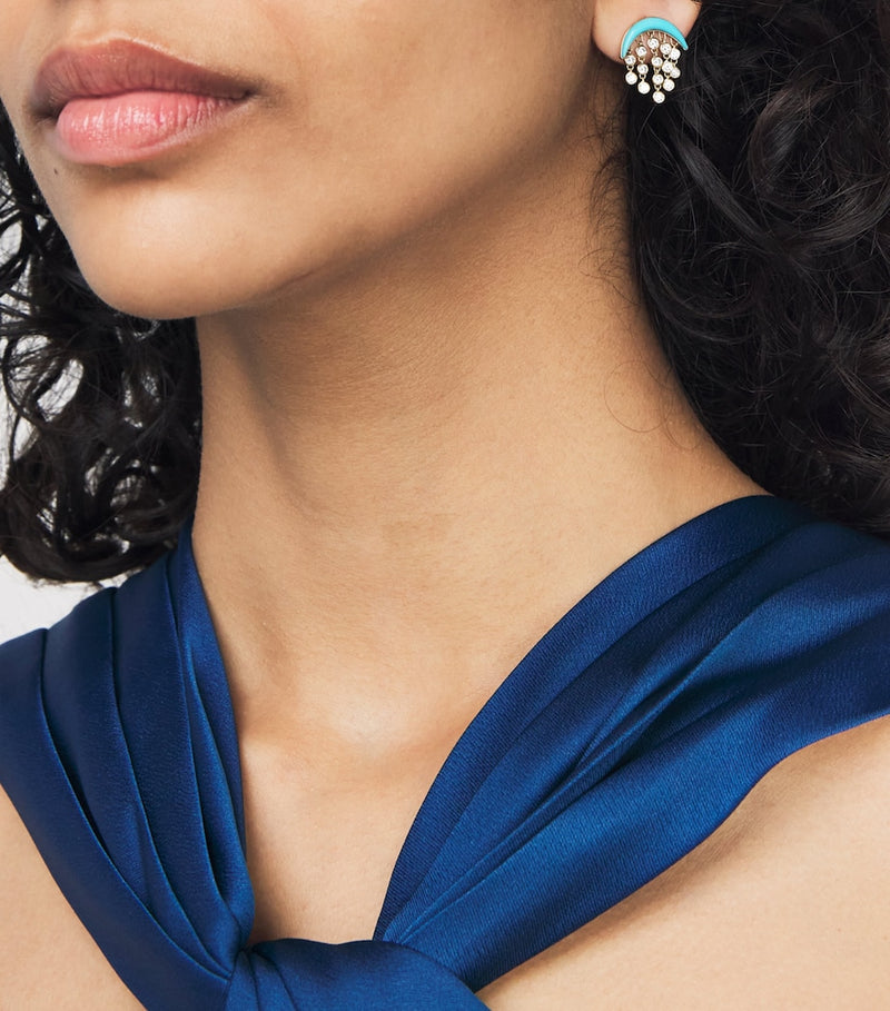 Emily P. Wheeler gold diamond drop earrings, imported from the UK