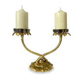Culinary Concepts palm pillar candle holder with two candles - British product
