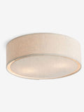 Malvern oatmeal flush ceiling light with linen shade, UK version