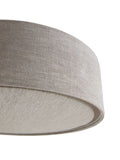 Malvern oatmeal flush ceiling light with linen shade, UK version