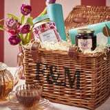 Mother's Joy hamper with tea, shortbread, panettone, and preserve, imported from the UK