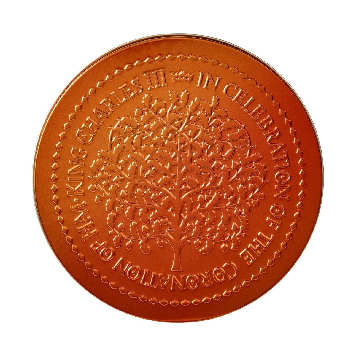 Fortnum's coronation chocolate coin in decorated keepsake tin, UK version