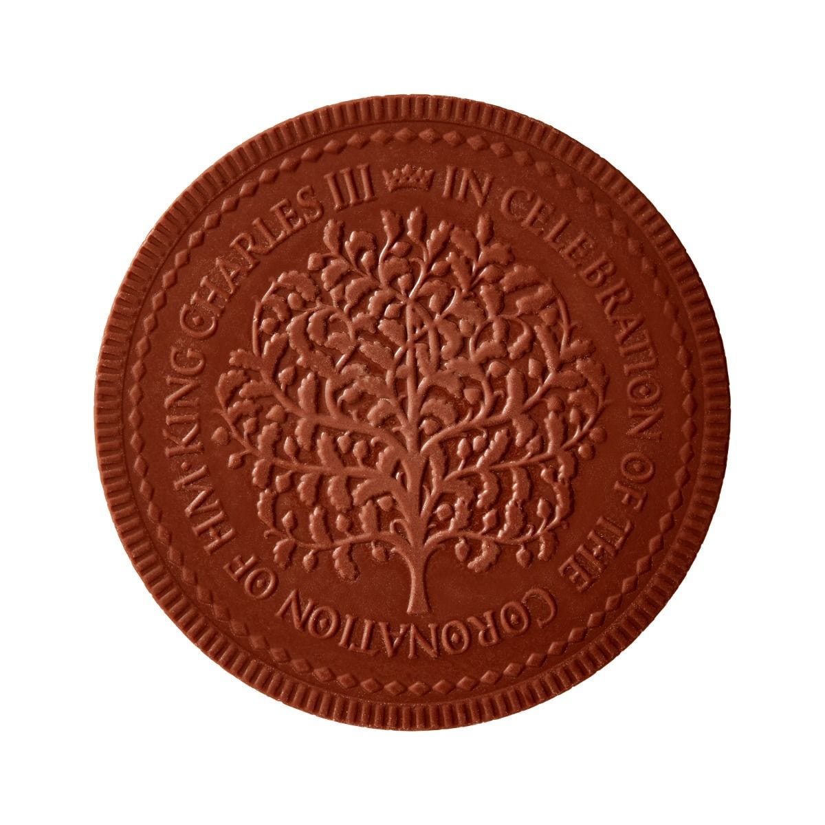 Fortnum's coronation chocolate coin in decorated keepsake tin, UK version