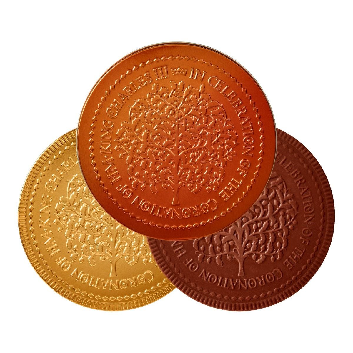 Fortnum's coronation chocolate coin in decorated keepsake tin, UK version