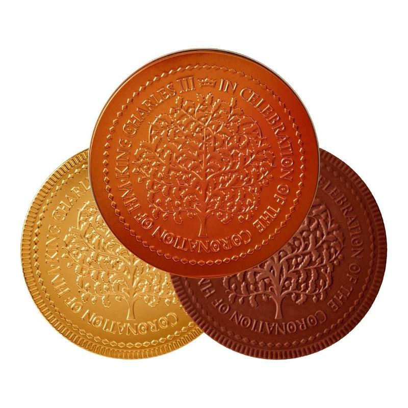 Fortnum's coronation chocolate coin in decorated keepsake tin, UK version