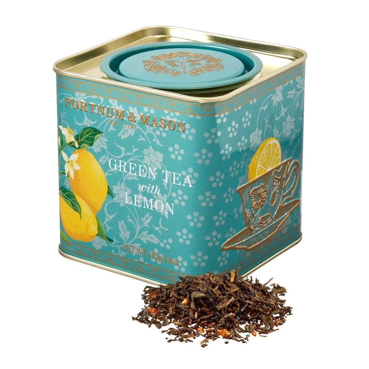 Green tea with lemon loose leaf caddy 125g, imported from the UK