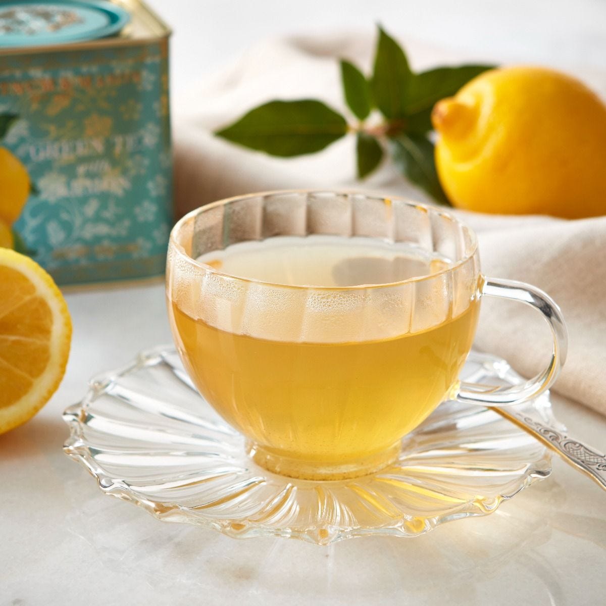 Green tea with lemon loose leaf caddy 125g, imported from the UK