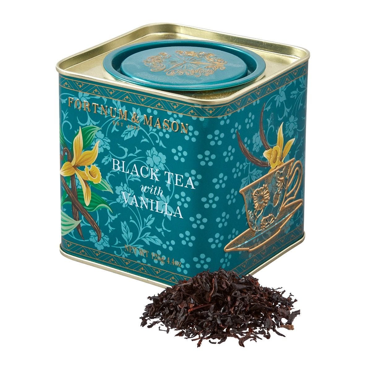 Black tea with vanilla loose leaf caddy 125g, imported from the UK