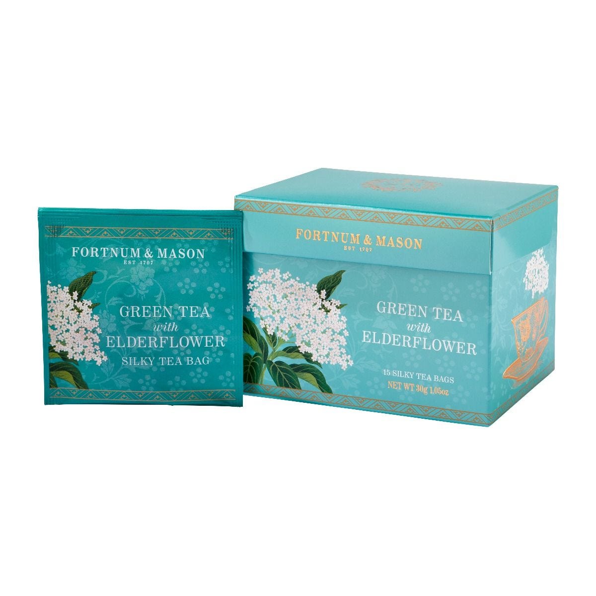 Green tea with elderflower silky tea bags 30g, UK version
