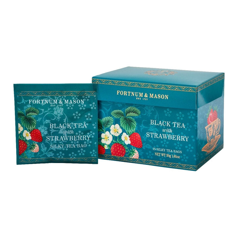 Black tea with strawberry 15 silky tea bags 30g (British brand)