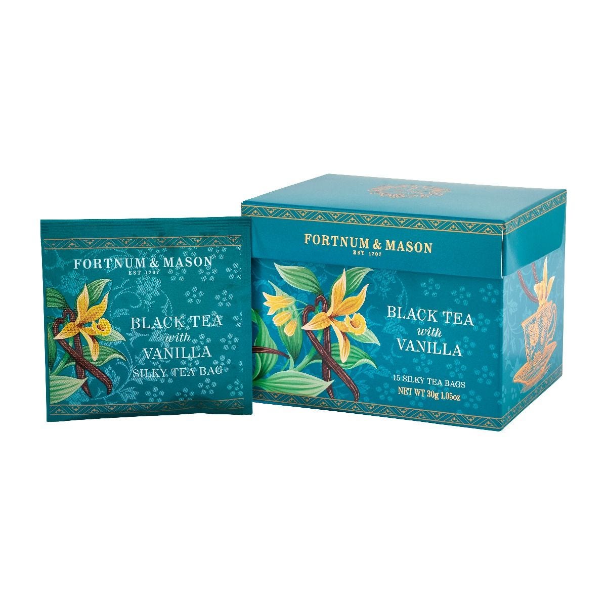 Black tea with vanilla silky tea bags 30g - British product