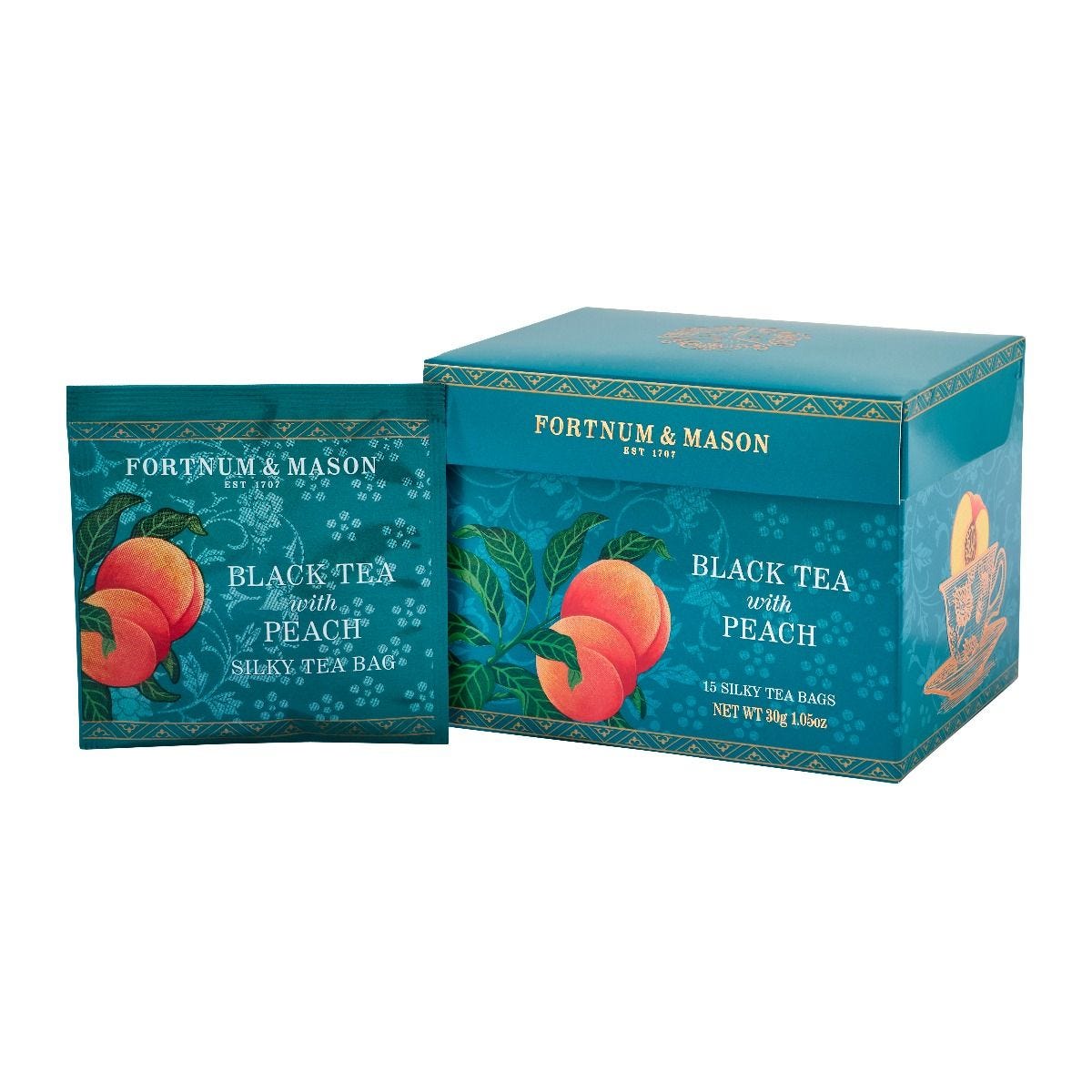 Black tea with peach 15 silky tea bags 30g, UK version