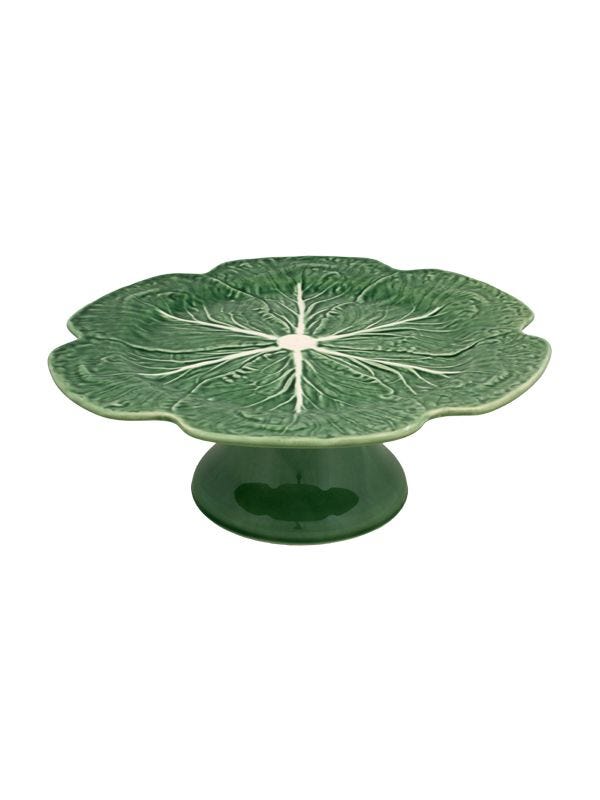 Bordallo Pinheiro cabbage cake stand ceramic, UK version