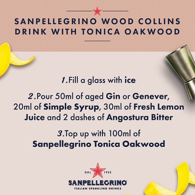 San Pellegrino Oakwood Tonic Water Glass   4 x 200ml GOODS M&S   