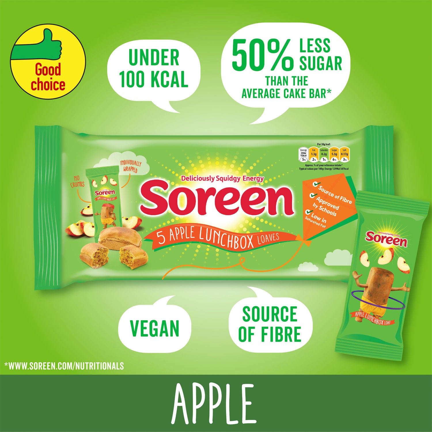 Soreen apple lunchbox loaves snack bars 5 x 30g (British brand)