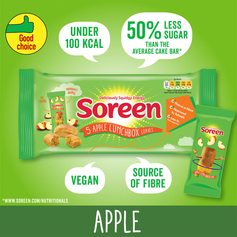 Soreen apple lunchbox loaves snack bars 5 x 30g (British brand)