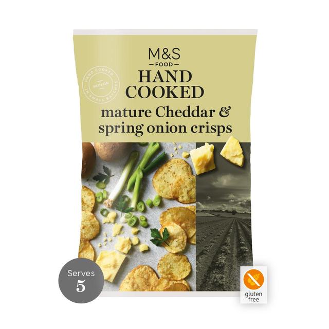 M&S Mature Cheddar & Spring Onion Hand Cooked Crisps   150g GOODS M&S   