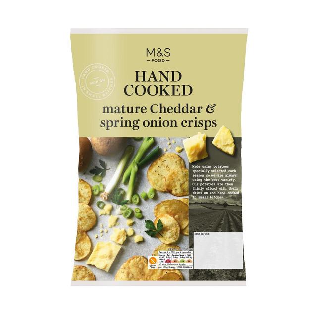 M&S Mature Cheddar & Spring Onion Hand Cooked Crisps   150g