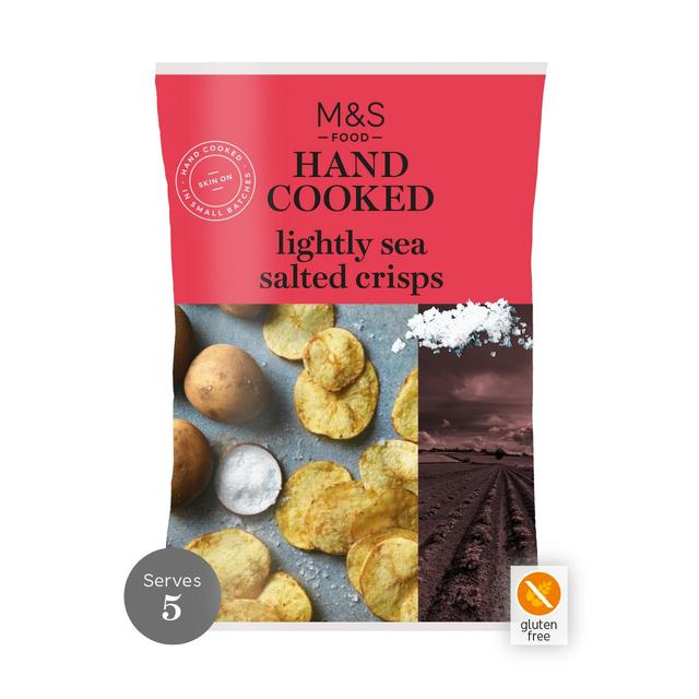 M&S Lightly Sea Salted Hand Cooked Crisps   150g