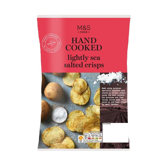 M&S Lightly Sea Salted Hand Cooked Crisps   150g