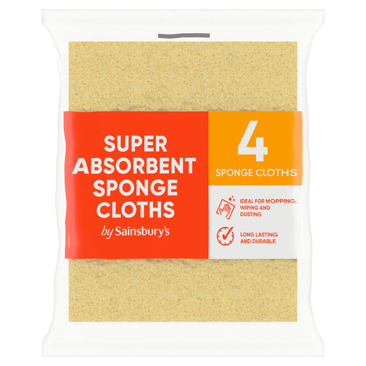 Sainsbury's Sponge Cloths x4 Rubber gloves cloths & sponges Sainsburys   