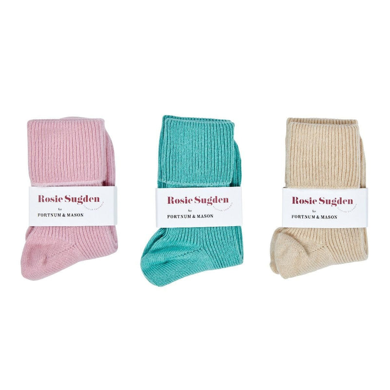 Fortnum's cashmere bed socks gift box in pastels, one size, UK version