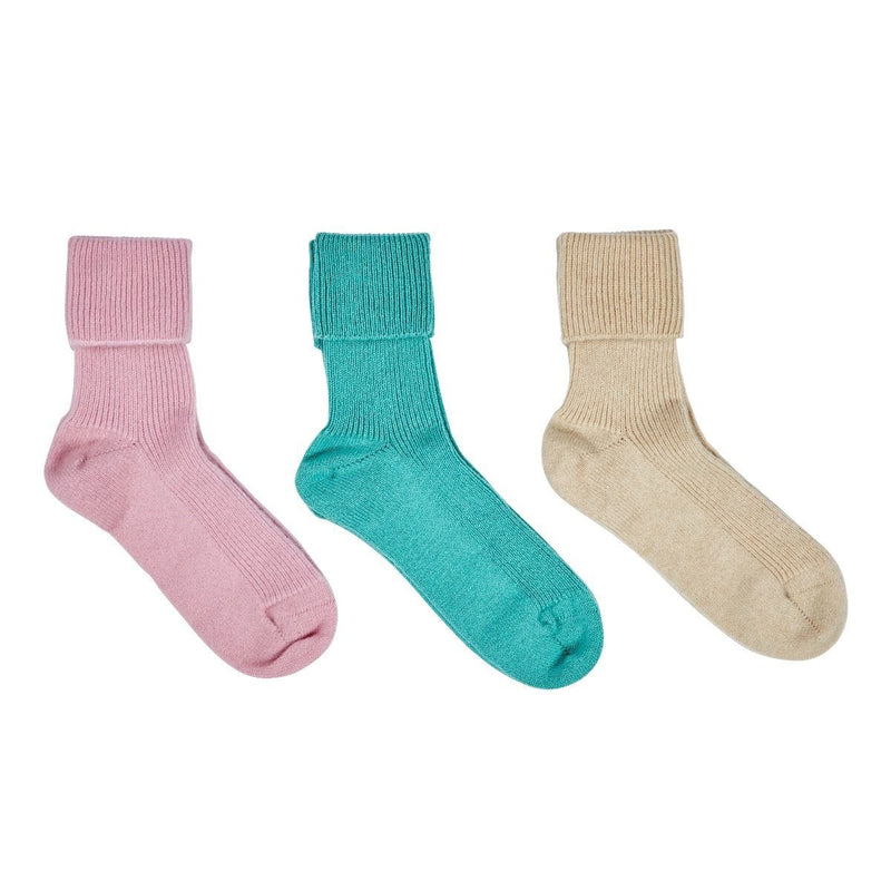 Fortnum's cashmere bed socks gift box in pastels, one size, UK version