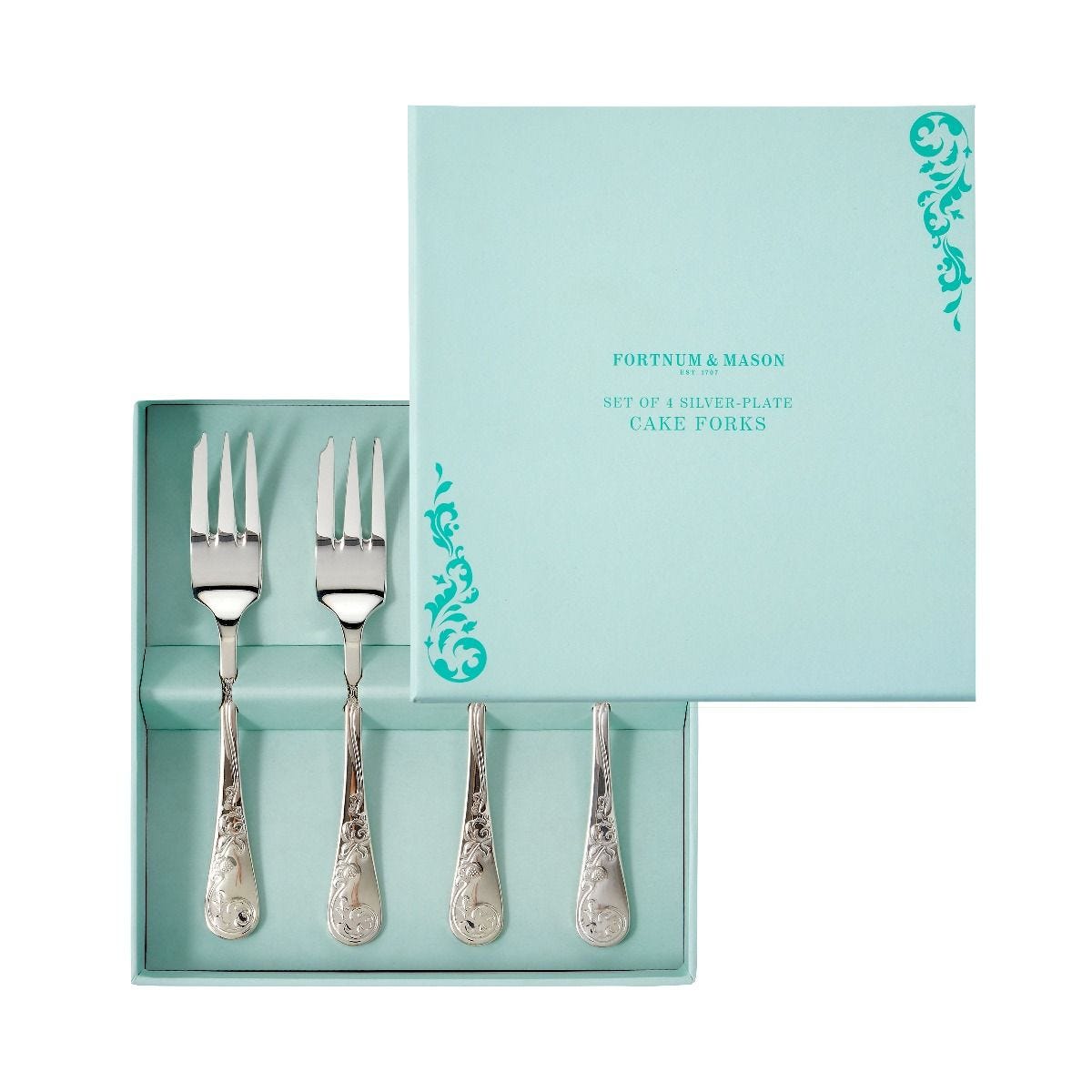Fortnum's silver-plated pastry forks, set of 4 (British brand)