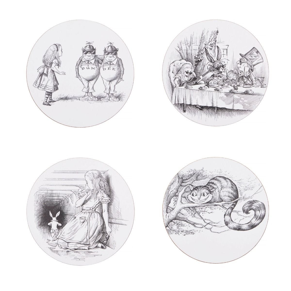 Rory Dobner Alice in Wonderland coasters set of 4 (British brand)