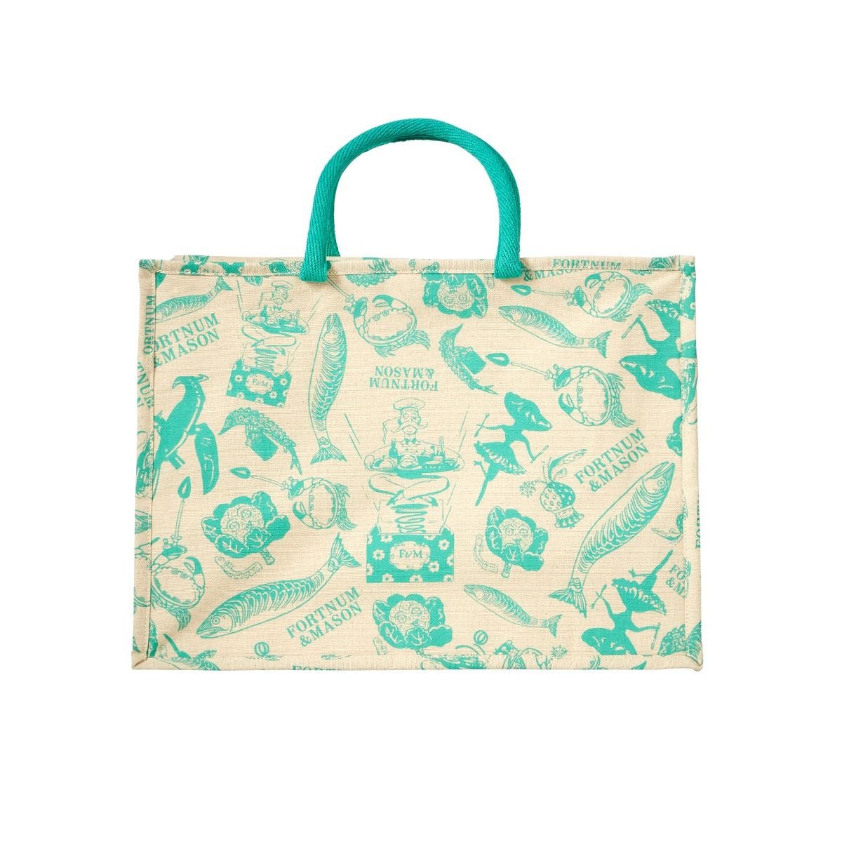 Fortnum's cotton cool bag with vintage print, imported from the UK