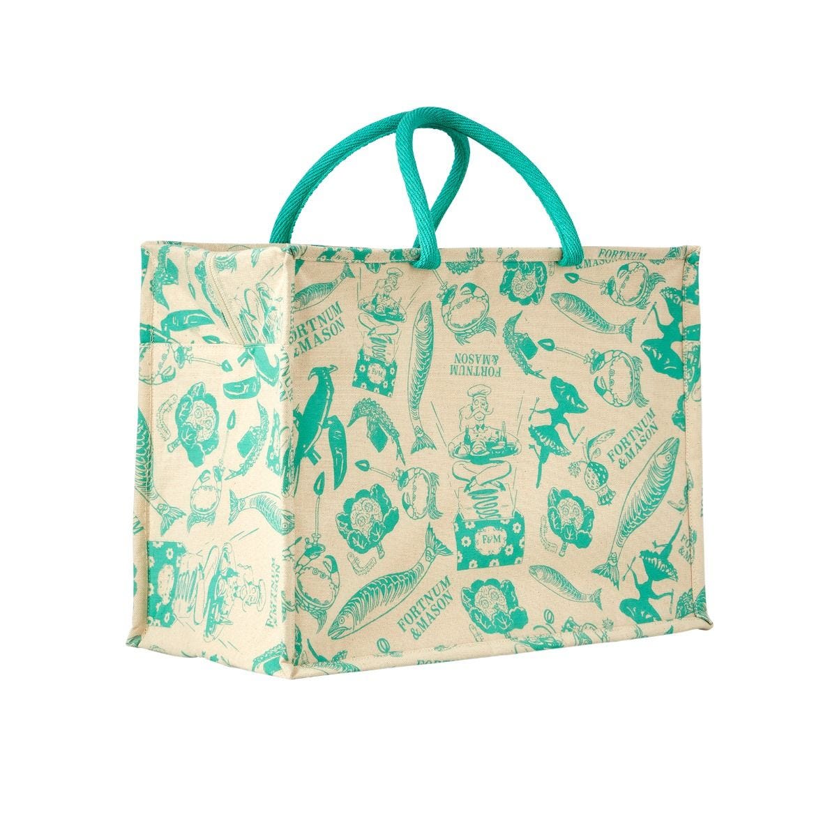 Fortnum's cotton cool bag with vintage print, imported from the UK