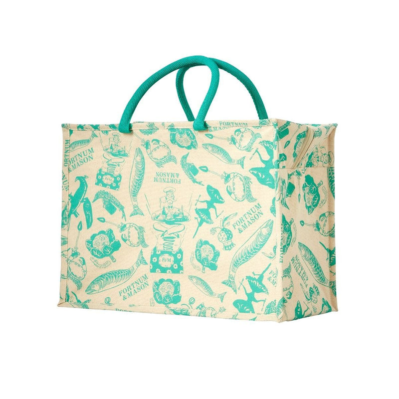 Fortnum's cotton cool bag with vintage print, imported from the UK