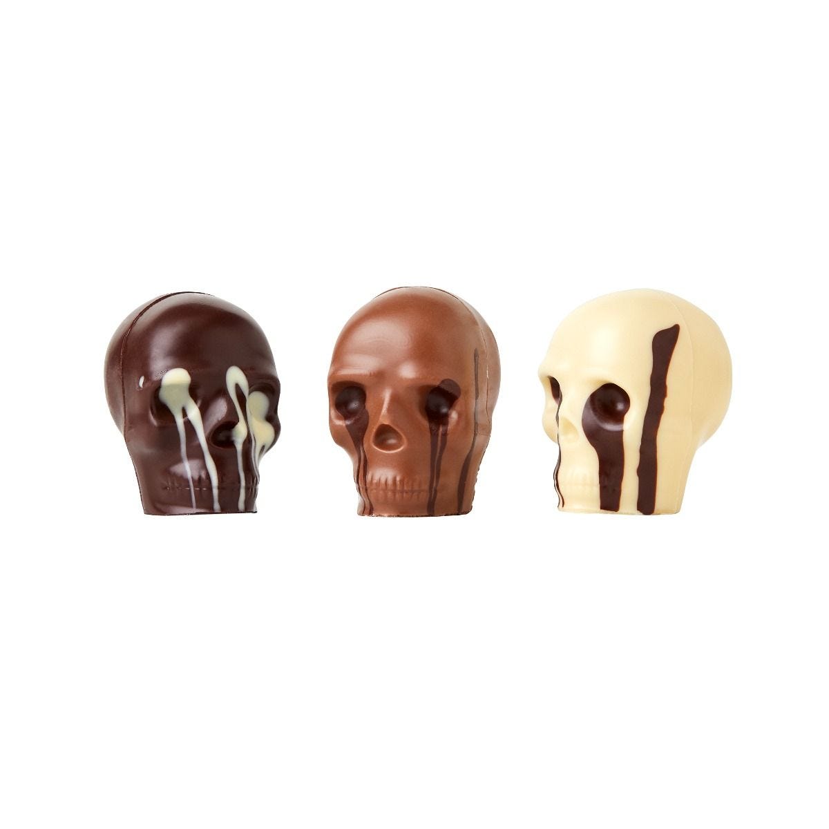 Fortnum's chocolate skulls white, milk and dark 110g, imported from the UK