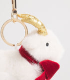 Harrods plush goat keyring red velvet bow - British product