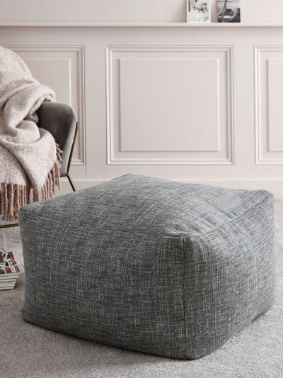 Next Dark Grey Bouclé Weave Large Pouffe- Buy online at McGrocer