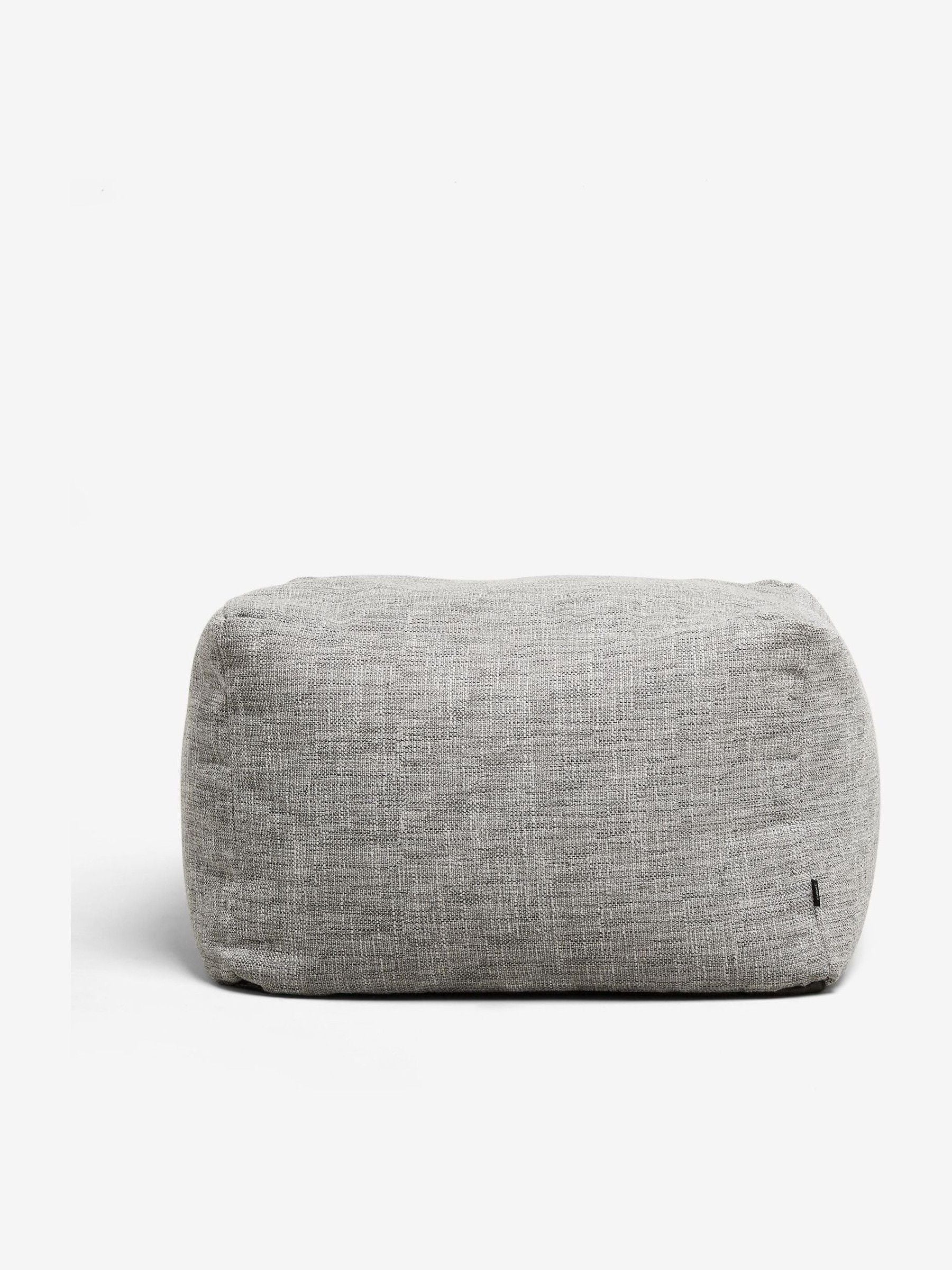 Large dark grey bouclé weave pouffe with bean filling (British brand)