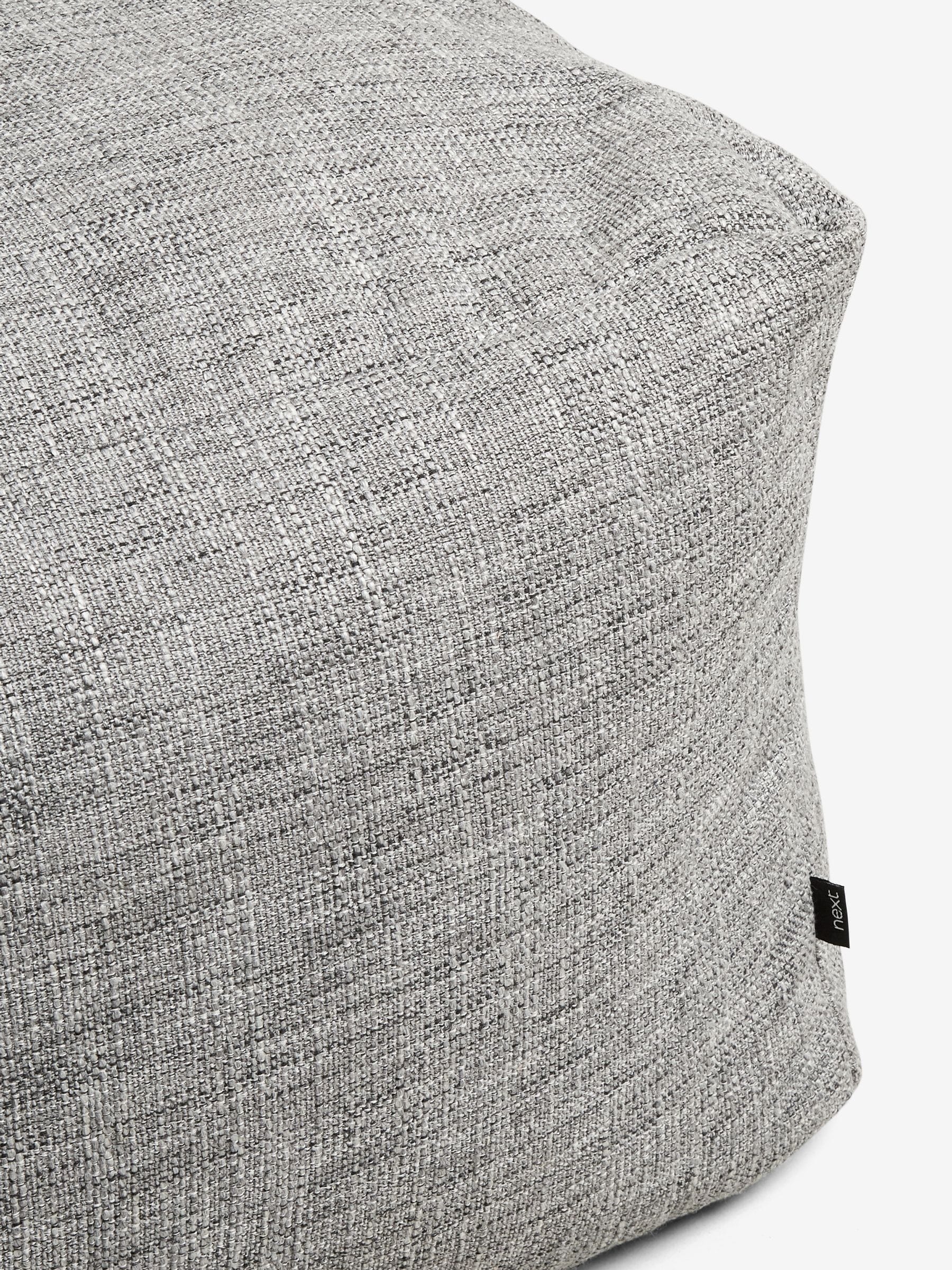 Large dark grey bouclé weave pouffe with bean filling (British brand)